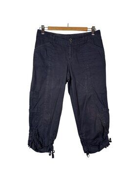 Sonoma Life+Style 6 Navy Blue Cargo Crop Pants Adjustable Hem Gorpcore Naturecor